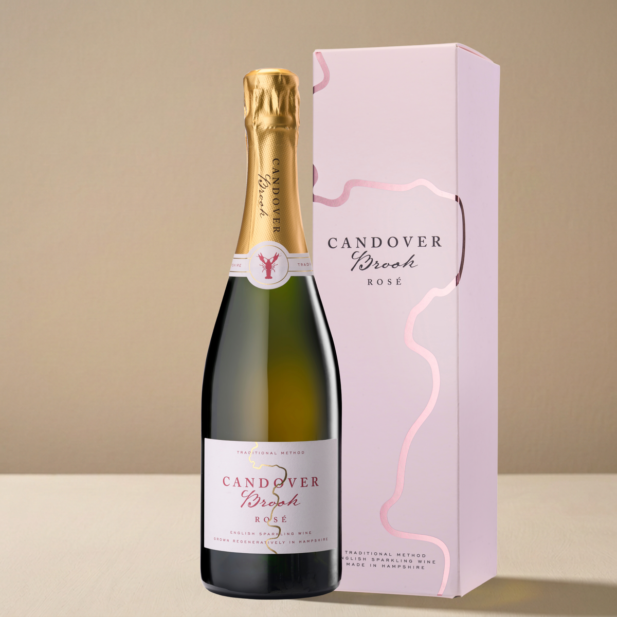 Candover Brook Rosé NV 2020 Base with gold foil with a gift box 
